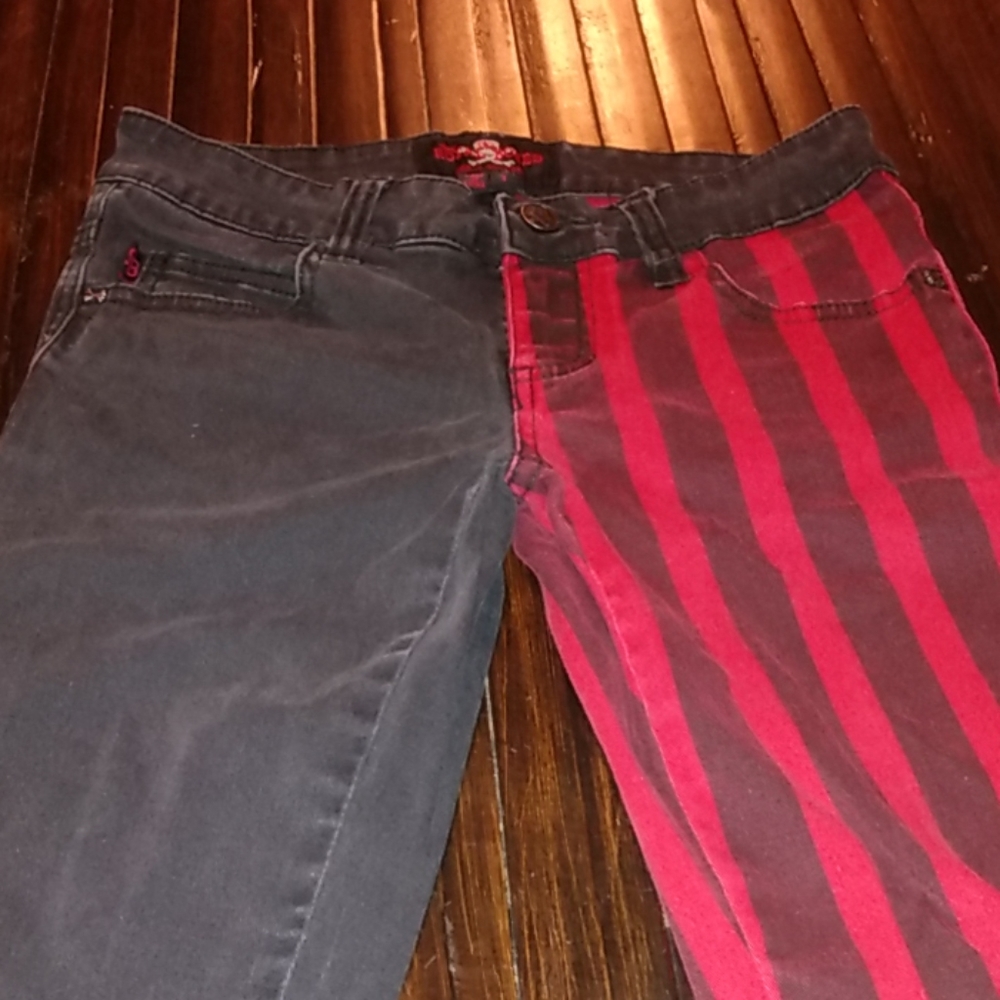 Black/Black & Red Striped pants